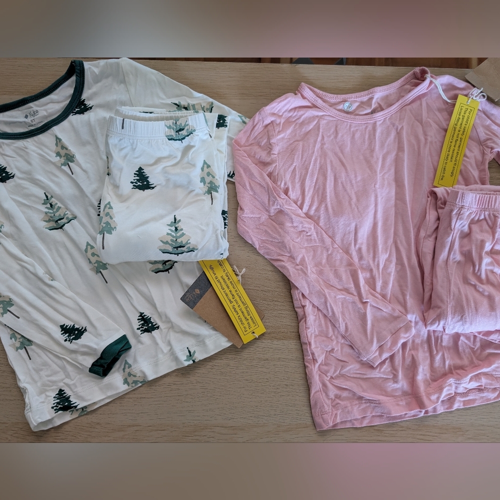 Kyte BABY Pink and White Tree Pajama Set